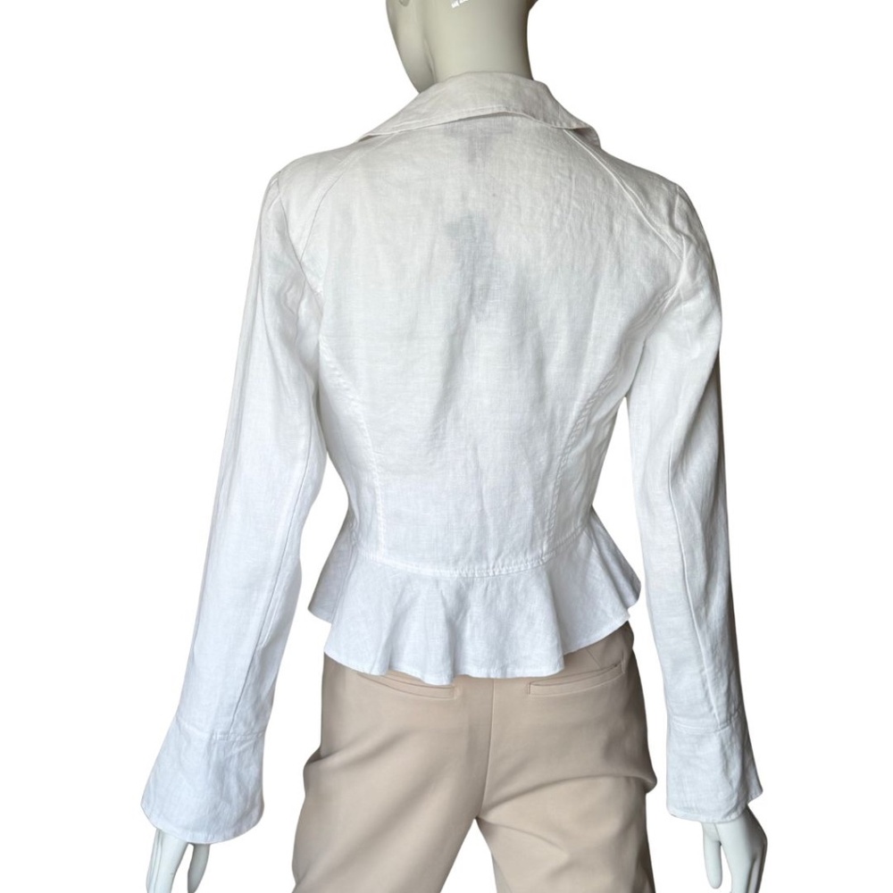 Inc International Concepts White Linen Ruffled Peplum Cropped Jacket Size S NWT - Picture 7 of 7